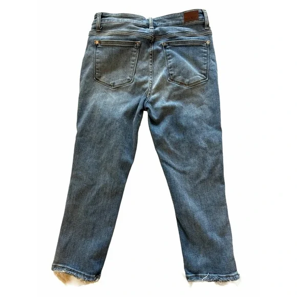 Judy Blue Capri Fit Distressed Boyfriend Jeans High Rise Blue Stretch Size 27 - Picture 2 of 7